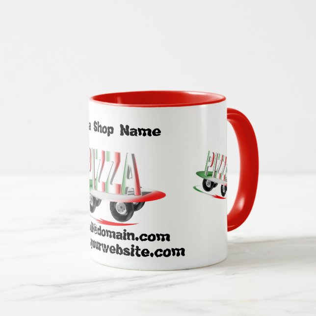 Service de pizza, tasse à café carte de visite ver (Devant droit)