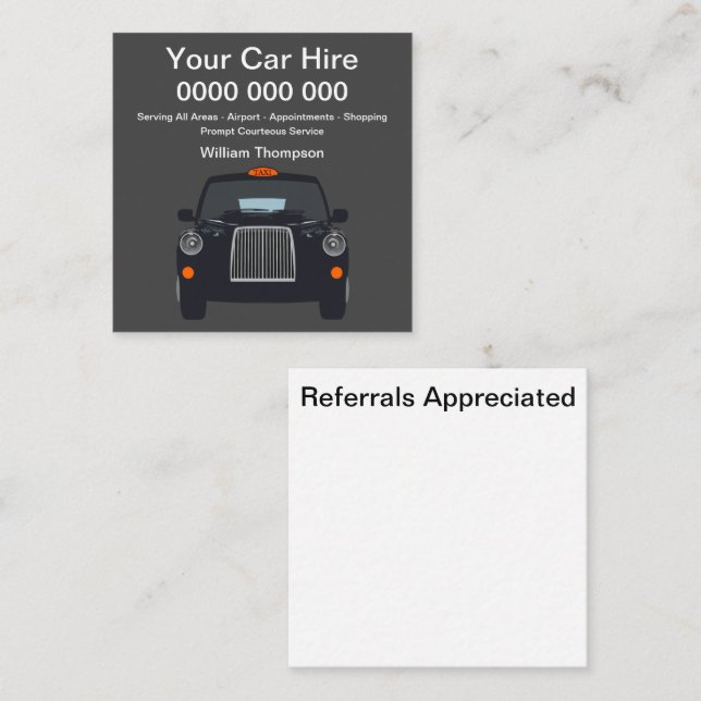 Service de taxi britannique Cartes de visite simpl (Devant / Derrière)