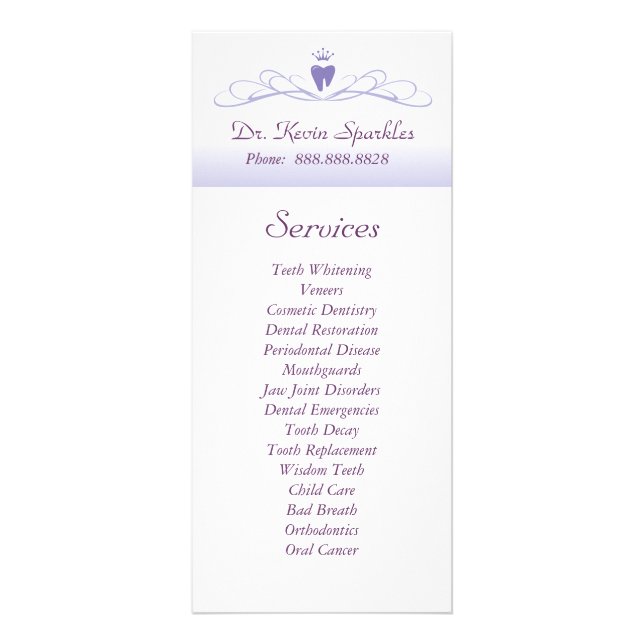 Service dentaire Menu Brochure Purple Crown Tooth (Devant)