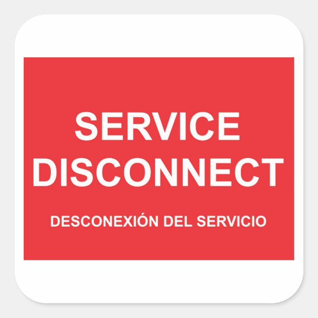 Service Disconnect Label With Spanish Subtitle (Front)