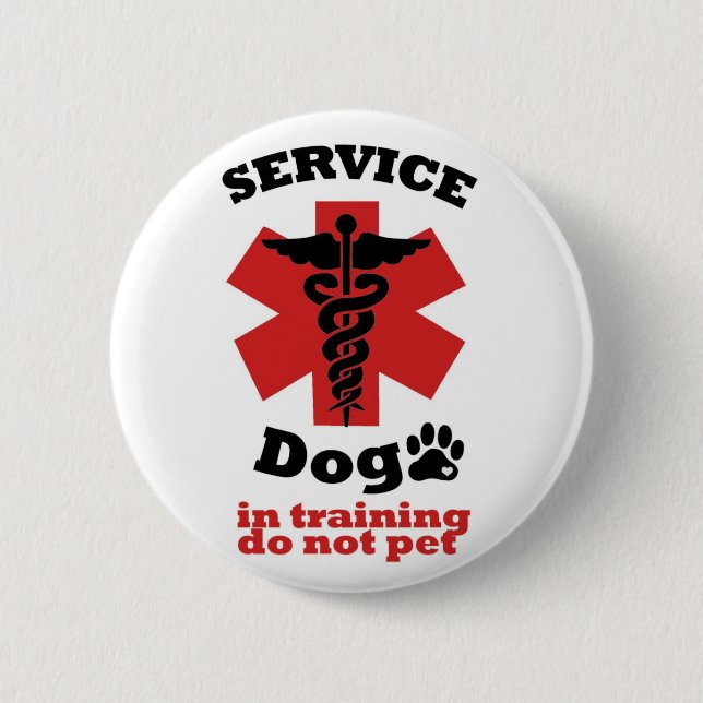 Service Dog 2 Inch Round Button (Front)