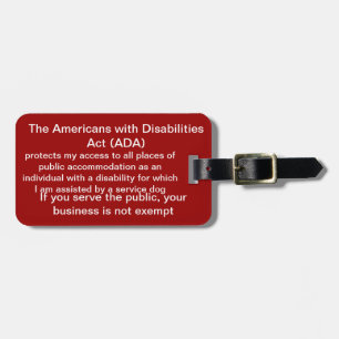 Service dog ADA Customizable law tag