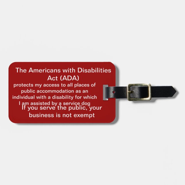 Service dog ADA Customizable law tag (Front Horizontal)