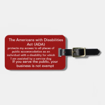 Service Dog ADA Law Tag