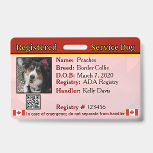 Service Dog Canada Badge