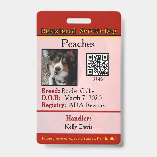 Service Dog Canada vertical Badge
