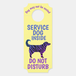 Service Dog Hotel Room Door Hanger yellow