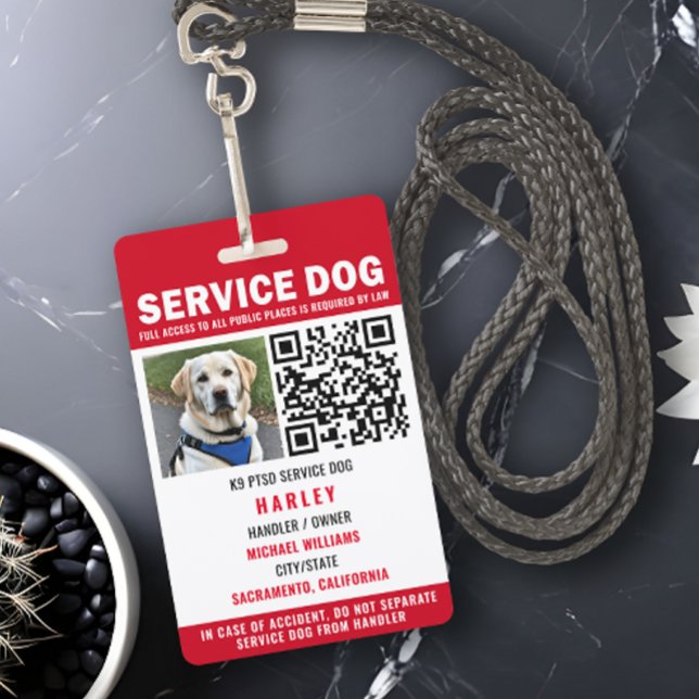 Service Dog Modern QR Code Red & White  Badge (Creator Uploaded)