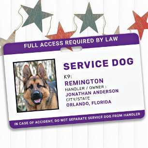 Service Dog Personnalisé Simple Photo ID Badge