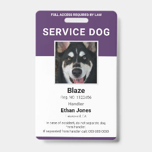 Service Dog Photo Purple Badge