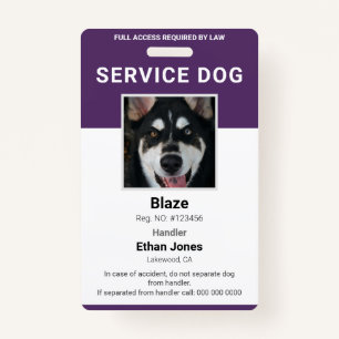 Service Dog Photo Purple Badge