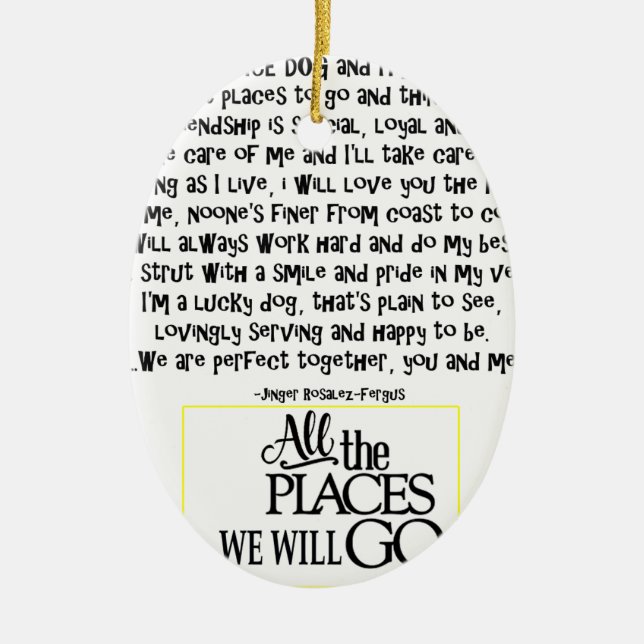 Service dog poem FNL BACK yellow Ceramic Ornament (Front)