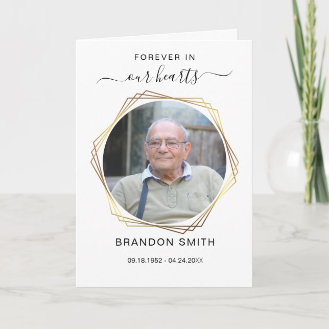 Service Funeral Obituary with Photo Thank You Card (Front)