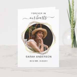 Service Funeral Obituary with Photo Thank You Card