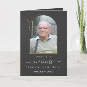 Service Funeral Obituary with Photo Thank You Card