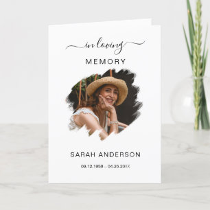 Service Funeral Obituary with Photo Thank You Card