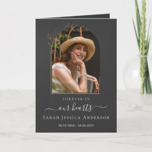 Service Funeral Obituary with Photo Thank You Card