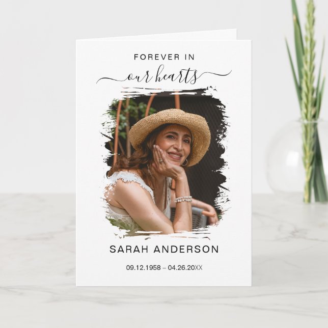 Service Funeral Obituary with Photo Thank You Card (Front)