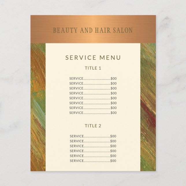 Service menu promotional modern beauty salon (Front)