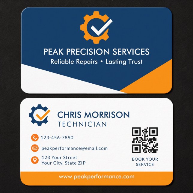 Service Repair Mechanic QR Code  Business Card (Creator Uploaded)