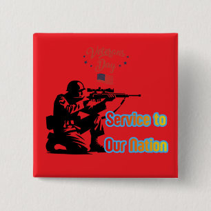 Service To Nation bright red 2 Inch Square Button