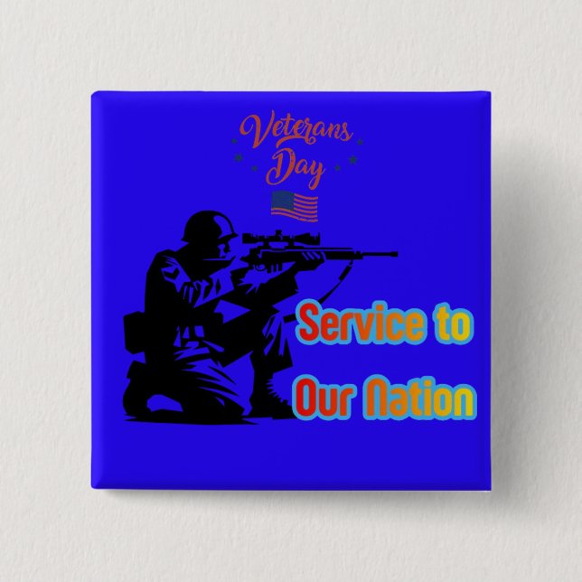 Service To Nation deep blue 2 Inch Square Button (Front)