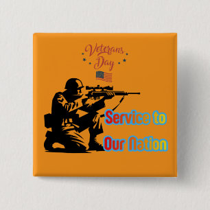 Service To Nation orange 2 Inch Square Button