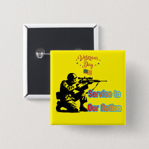 Service To Nation yellow 2 Inch Square Button