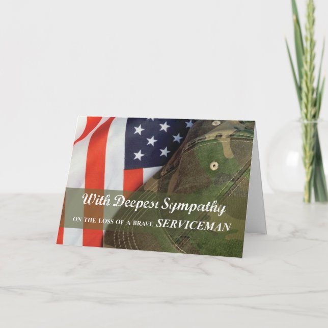 Serviceman Army Military Soldier Sympathy Hat Flag Card (Front)