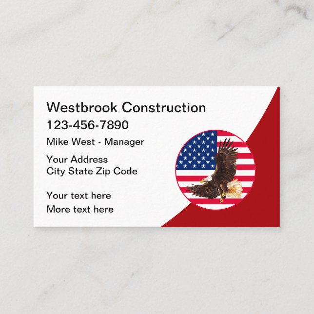 Services de construction Cartes de visite patrioti (Devant)