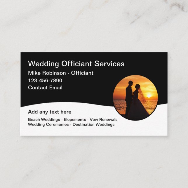 Services de mariage de plage Cartes de visite (Devant)
