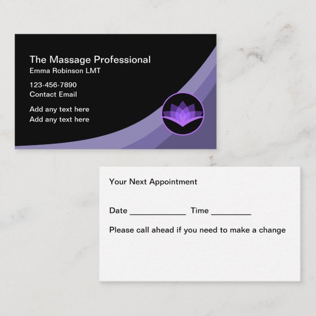 Services de massage moderne Modèle de rendez-vous (Devant / Derrière)