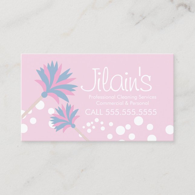 Services de nettoyage Duster Carte de visite rose (Devant)