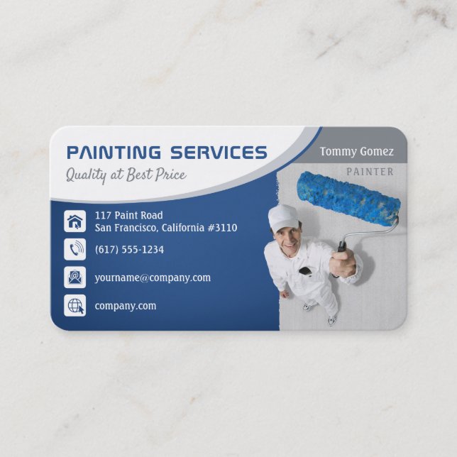 Services de peinture | Carte de visite bleu qualit (Devant)