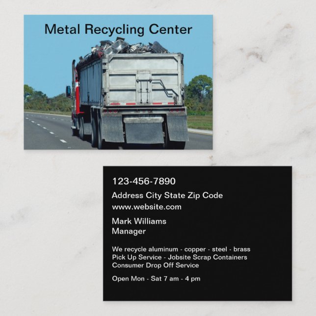 Services de recyclage des déchets de métaux Cartes (Devant / Derrière)