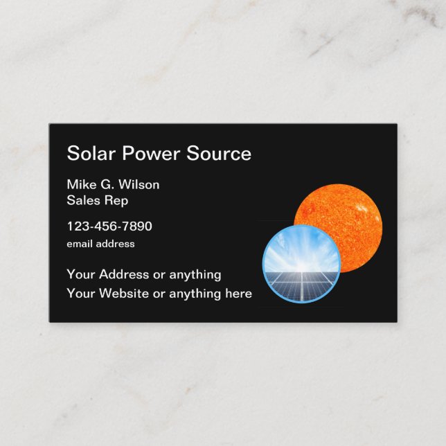 Services d'énergie solaire Cartes de visite brilla (Devant)