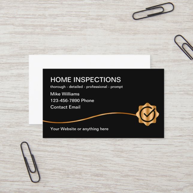 Services d'inspection à domicile de classe Cartes  (Devant/Arrière en situation)