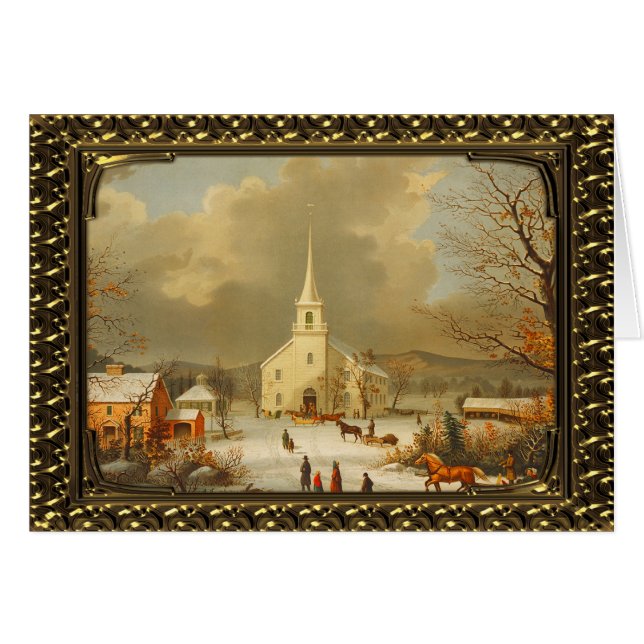 Services encadrés de jour de Noël - carte vintage (Devant horizontal)
