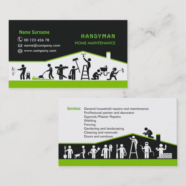 Services Handyman, carte de visite d'entretien à d (Devant / Derrière)