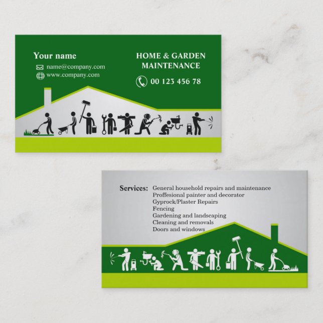 Services Handyman, carte de visite d'entretien à d (Devant / Derrière)
