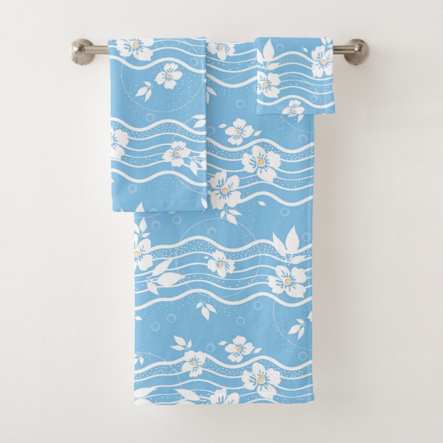 Serviette 3 pièces en bleu neptune Giana (En situation)