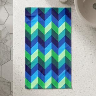 Serviette à main à chevrons ombrés bleu-vert