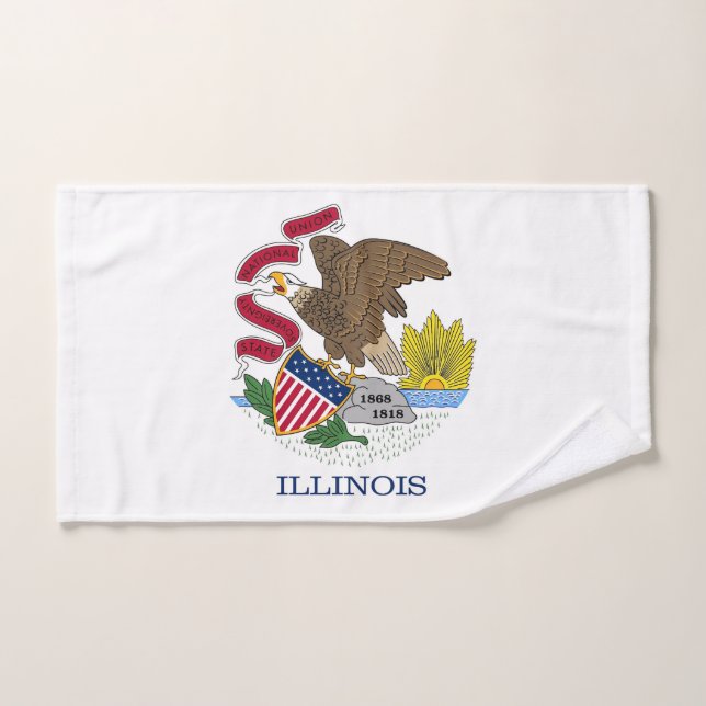Serviette à main avec Drapeau de l'Illinois State, (Serviette à main)