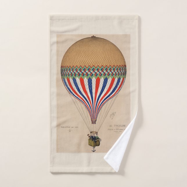 Serviette à main: BALLON D'AIR CHAUD AVEC DRAPEAU  (Serviette à main)