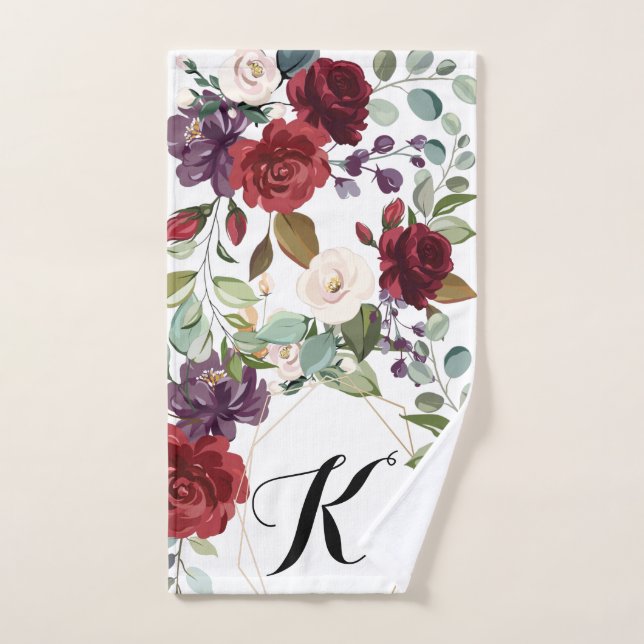 Serviette à main personnalisée Roses blanches Or g (Serviette à main)