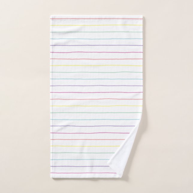 Serviette à main rayée Pastel Rainbow (Serviette à main)