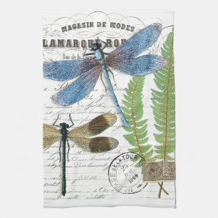 Serviette à main vintage Dragonfly Fern French