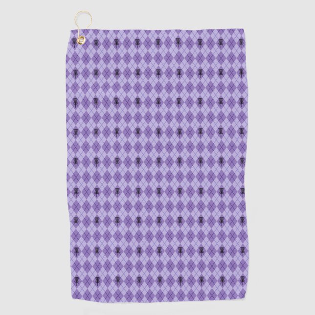 Serviette à motifs de losanges pourpre de golf (Devant)