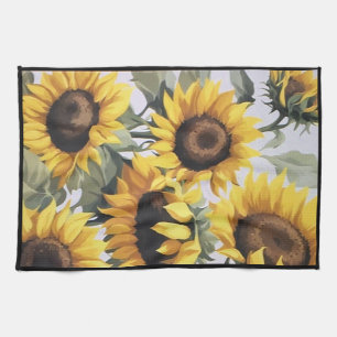 Serviette à plat de tournesol gaie (bordure noire)