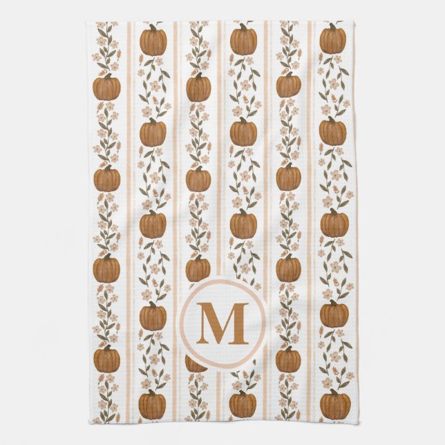 Serviette à plat Floral Citrouille Thanksgiving su (Vertical)